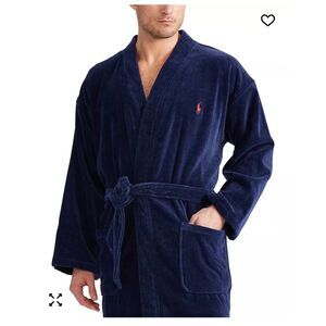 Polo Ralph Lauren Soft Cotton Kimono Velour Robe Navy Men's-Size L/XL
